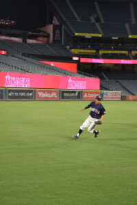 Angel Villeraldo, Stanford University admit, is pictured playing baseball.